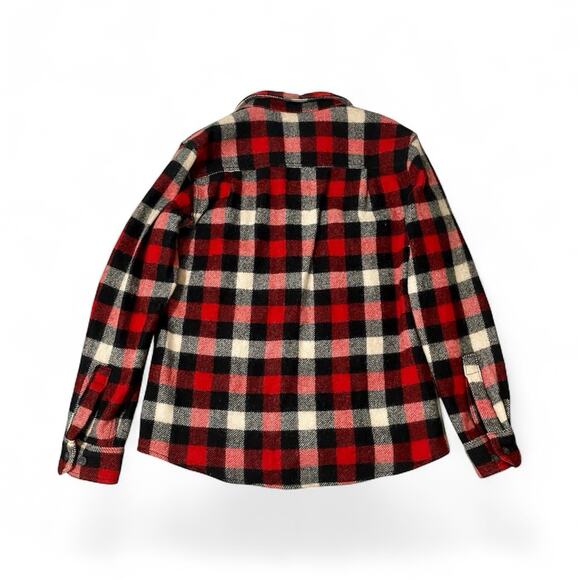 Woolrich Flannel Shacket Shirt Mens Medium Plaid Red Wool Blend Cabin Outdoor - Picture 2 of 8